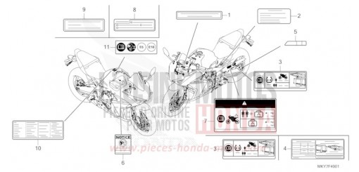 ETIQUETTE DE PRECAUTIONS (CBR650RA/CBR650RAC) CBR650RAT de 2026